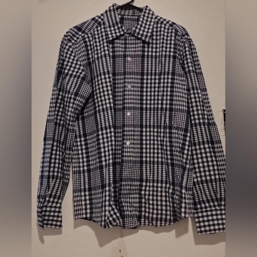 No label blue and white checkered shirt